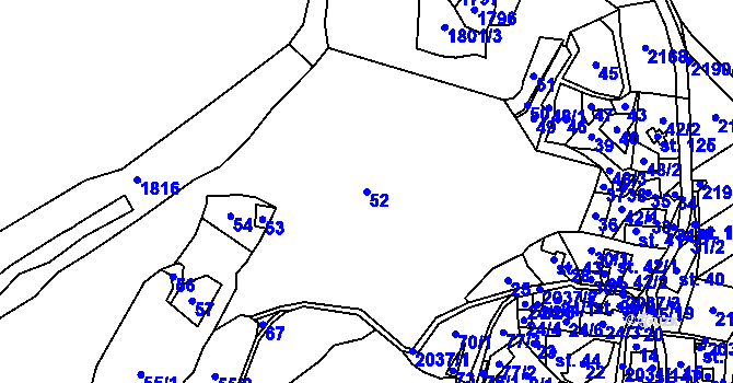 Parcela st. 52 v KÚ Jestřebice u Kokořína, Katastrální mapa