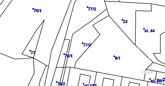 Parcela st. 77/2 v KÚ Jestřebice u Kokořína, Katastrální mapa