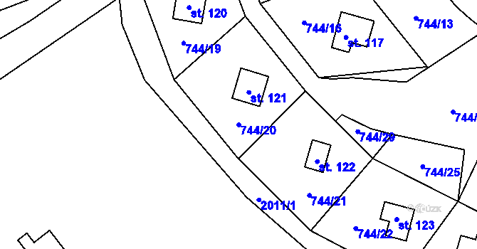 Parcela st. 744/20 v KÚ Jestřebice u Kokořína, Katastrální mapa