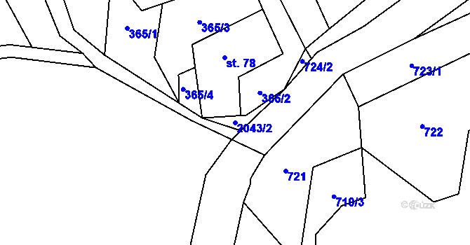 Parcela st. 2043/2 v KÚ Jestřebice u Kokořína, Katastrální mapa