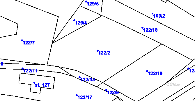 Parcela st. 122/2 v KÚ Střezivojice, Katastrální mapa