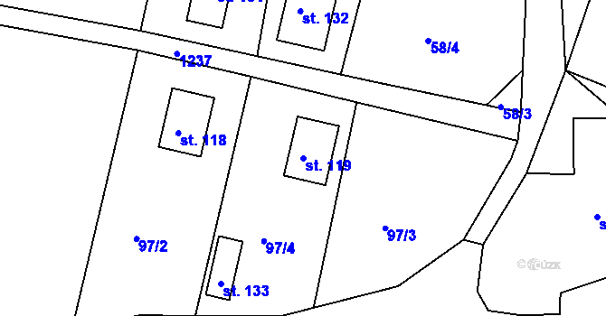 Parcela st. 119 v KÚ Střezivojice, Katastrální mapa