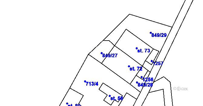 Parcela st. 849/27 v KÚ Střezivojice, Katastrální mapa