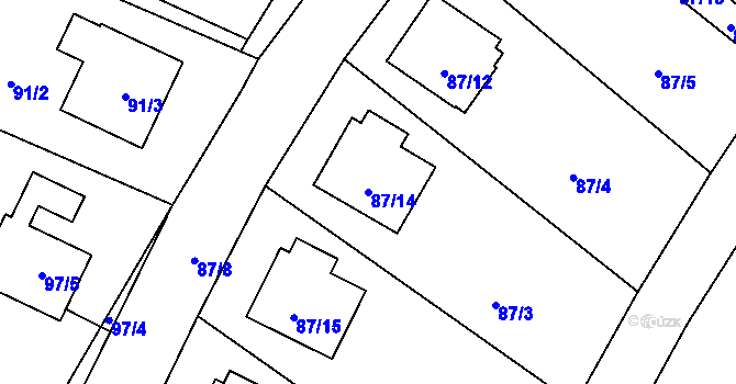Parcela st. 87/14 v KÚ Dobřenice, Katastrální mapa