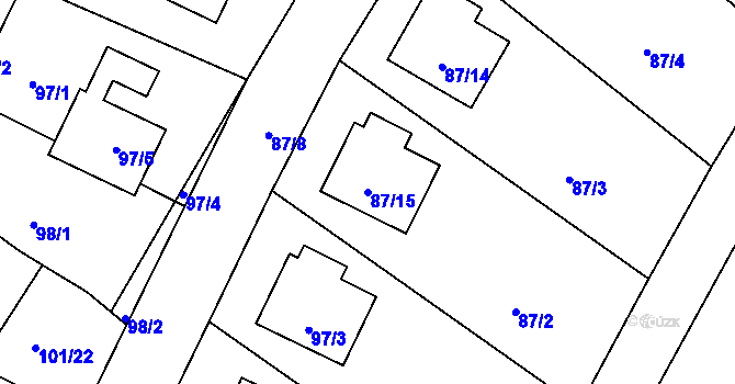 Parcela st. 87/15 v KÚ Dobřenice, Katastrální mapa