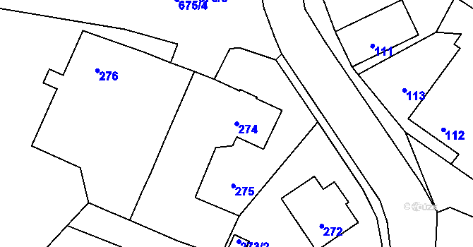 Parcela st. 274 v KÚ Dobřenice, Katastrální mapa