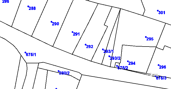 Parcela st. 292 v KÚ Dobřenice, Katastrální mapa