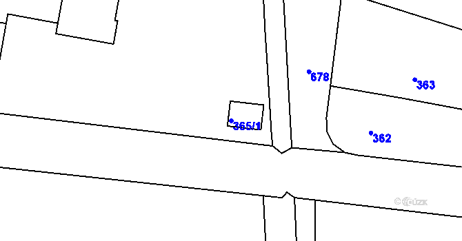 Parcela st. 365/1 v KÚ Dobřenice, Katastrální mapa