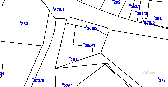 Parcela st. 280/1 v KÚ Dobřenice, Katastrální mapa