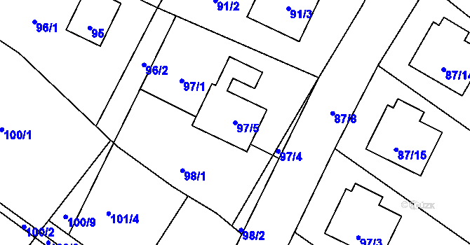 Parcela st. 97/5 v KÚ Dobřenice, Katastrální mapa