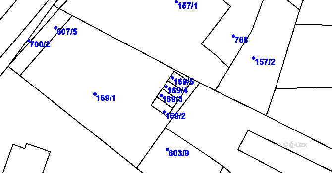 Parcela st. 169/4 v KÚ Dobřenice, Katastrální mapa