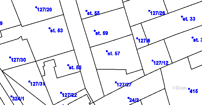 Parcela st. 57 v KÚ Dobříč u Prahy, Katastrální mapa
