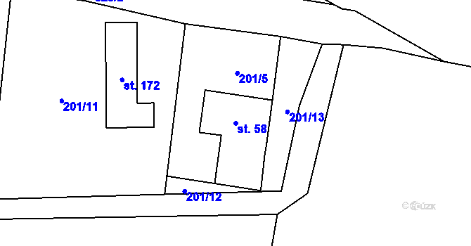 Parcela st. 58 v KÚ Dobříč u Prahy, Katastrální mapa