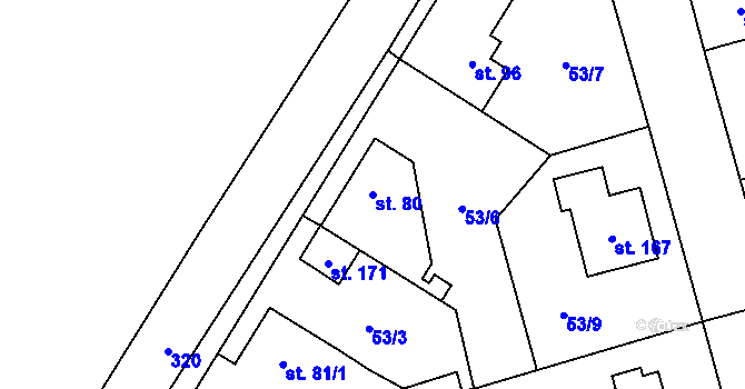 Parcela st. 80 v KÚ Dobříč u Prahy, Katastrální mapa
