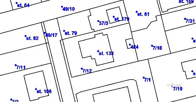 Parcela st. 133 v KÚ Dobříč u Prahy, Katastrální mapa