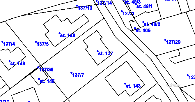 Parcela st. 137 v KÚ Dobříč u Prahy, Katastrální mapa