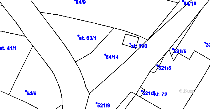 Parcela st. 64/14 v KÚ Dobříč, Katastrální mapa