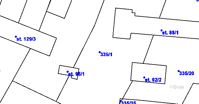 Parcela st. 335/1 v KÚ Dobříč, Katastrální mapa