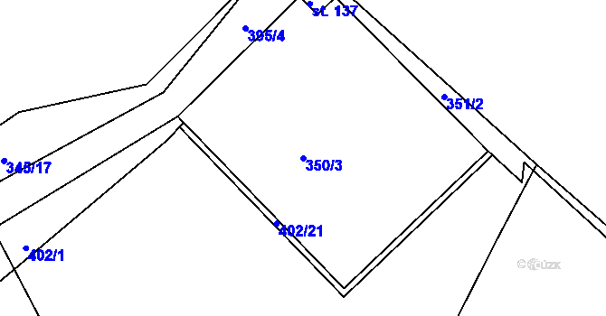 Parcela st. 350/3 v KÚ Dobříč, Katastrální mapa