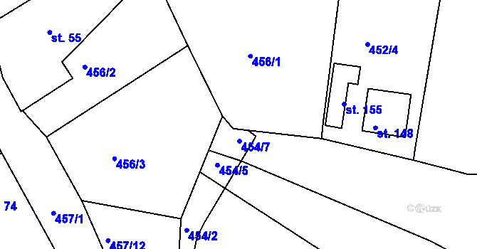 Parcela st. 452/13 v KÚ Dobříč, Katastrální mapa