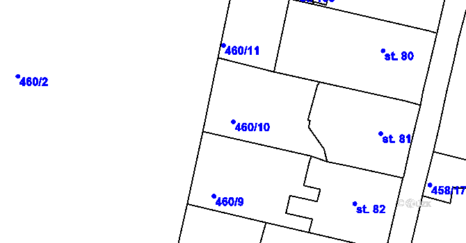 Parcela st. 460/10 v KÚ Dobříč, Katastrální mapa