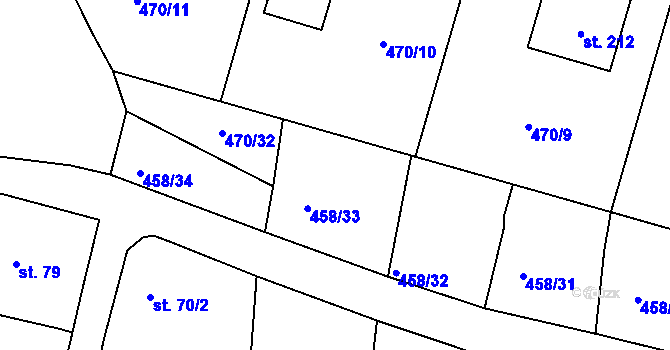 Parcela st. 470/3 v KÚ Dobříč, Katastrální mapa