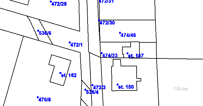 Parcela st. 474/23 v KÚ Dobříč, Katastrální mapa