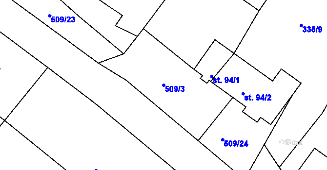 Parcela st. 509/3 v KÚ Dobříč, Katastrální mapa