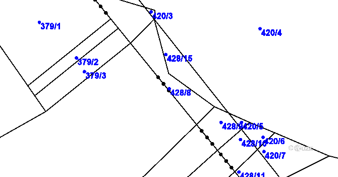 Parcela st. 428/8 v KÚ Dobříč, Katastrální mapa