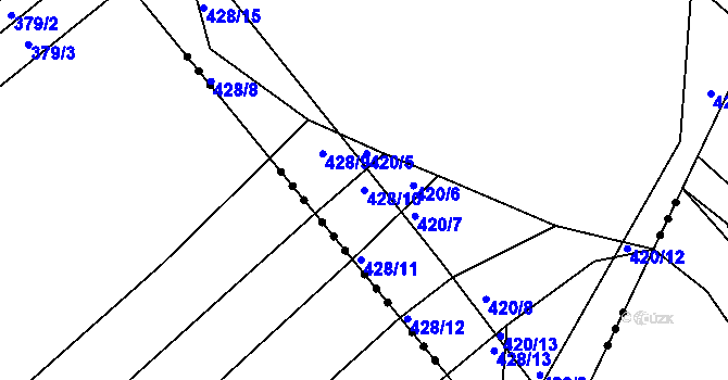 Parcela st. 428/10 v KÚ Dobříč, Katastrální mapa