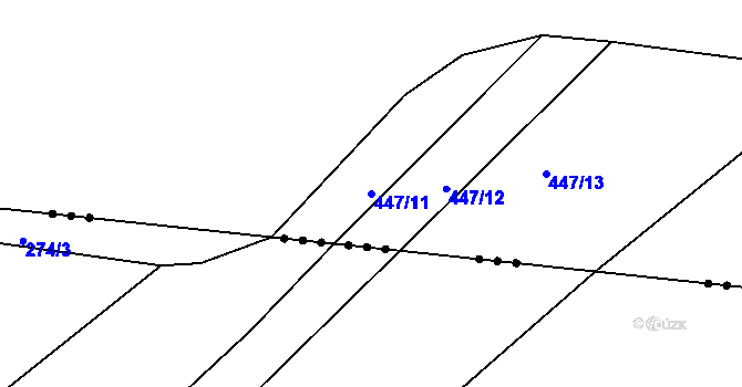 Parcela st. 447/11 v KÚ Dobříč, Katastrální mapa