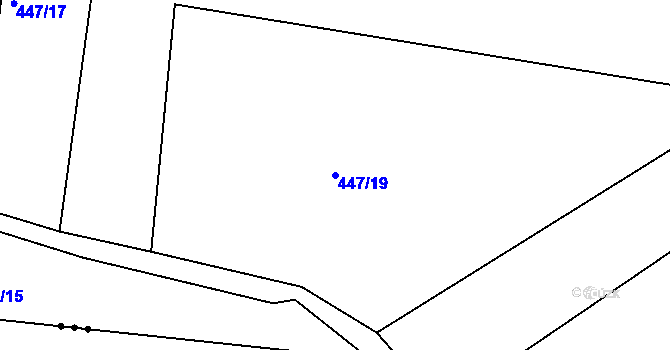 Parcela st. 447/19 v KÚ Dobříč, Katastrální mapa