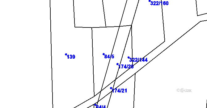 Parcela st. 84/5 v KÚ Dobříč, Katastrální mapa