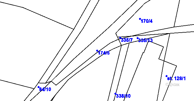 Parcela st. 174/5 v KÚ Dobříč, Katastrální mapa