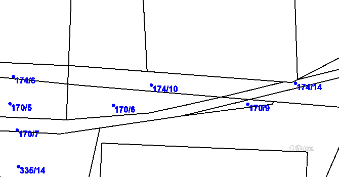 Parcela st. 174/10 v KÚ Dobříč, Katastrální mapa