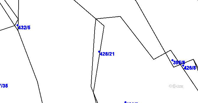 Parcela st. 428/21 v KÚ Dobříč, Katastrální mapa