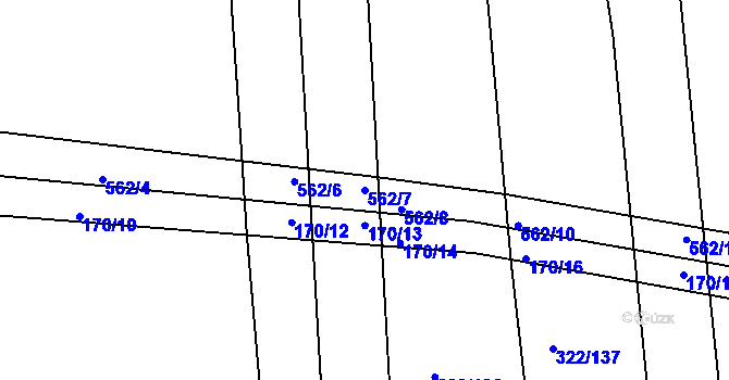 Parcela st. 562/7 v KÚ Dobříč, Katastrální mapa
