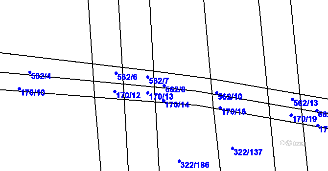Parcela st. 562/8 v KÚ Dobříč, Katastrální mapa