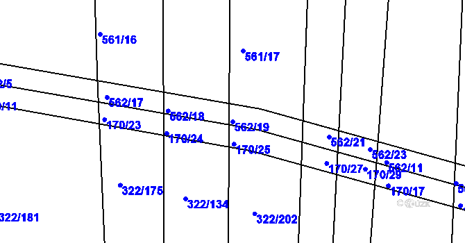 Parcela st. 562/19 v KÚ Dobříč, Katastrální mapa