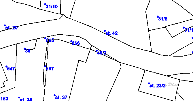 Parcela st. 40/2 v KÚ Dobříč, Katastrální mapa