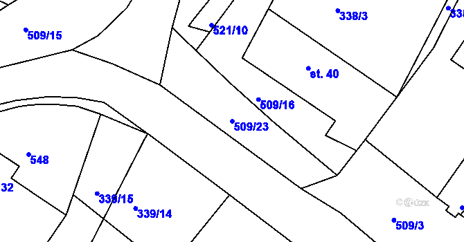 Parcela st. 509/23 v KÚ Dobříč, Katastrální mapa