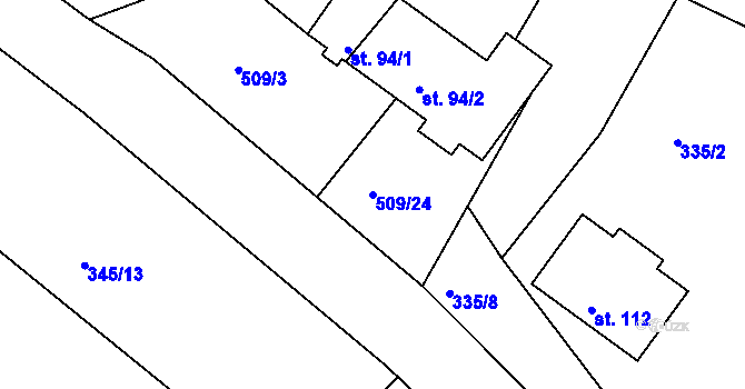 Parcela st. 509/24 v KÚ Dobříč, Katastrální mapa