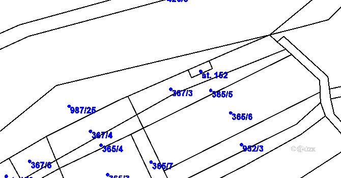 Parcela st. 367/3 v KÚ Dobříčany, Katastrální mapa
