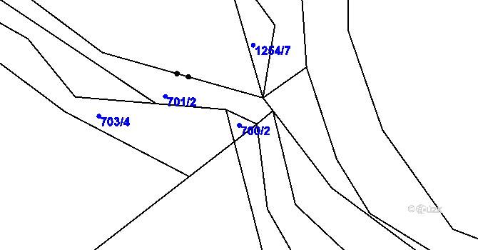 Parcela st. 700/2 v KÚ Dobříčany, Katastrální mapa