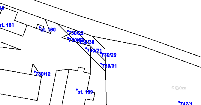 Parcela st. 730/29 v KÚ Dobříčany, Katastrální mapa