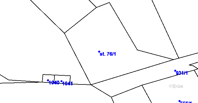 Parcela st. 76/1 v KÚ Trnovany u Žatce, Katastrální mapa