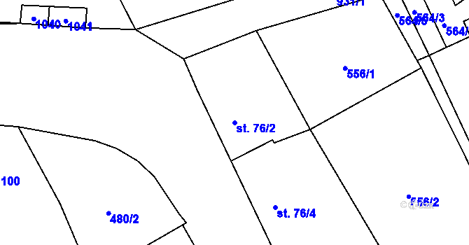 Parcela st. 76/2 v KÚ Trnovany u Žatce, Katastrální mapa