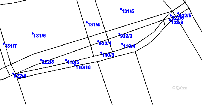 Parcela st. 110/3 v KÚ Trnovany u Žatce, Katastrální mapa