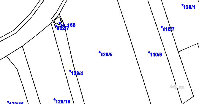 Parcela st. 128/5 v KÚ Trnovany u Žatce, Katastrální mapa