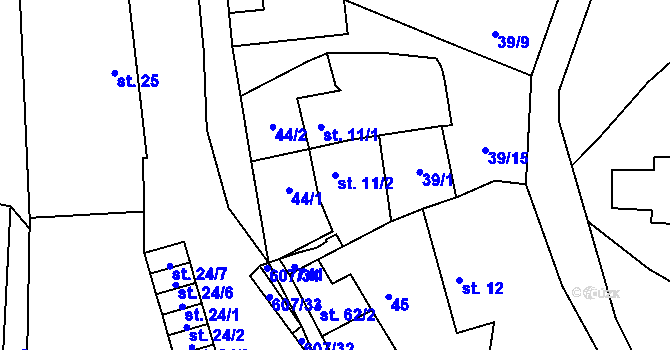 Parcela st. 11/2 v KÚ Dobřichov, Katastrální mapa